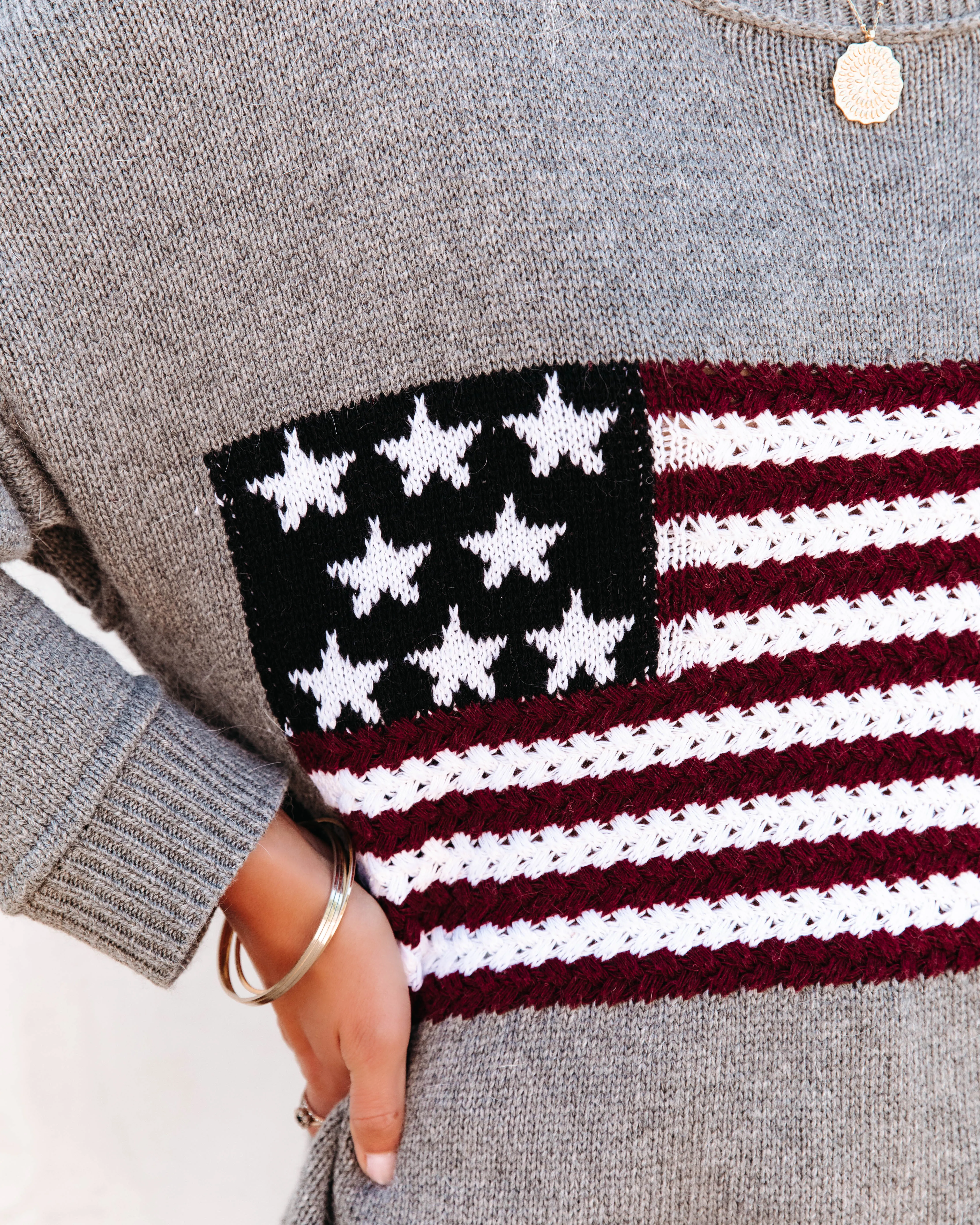 American Flag Relaxed Knit Sweater