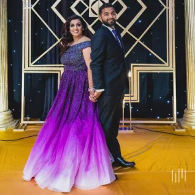 Bindi Patel in Lilac Ombre Embellished Gown