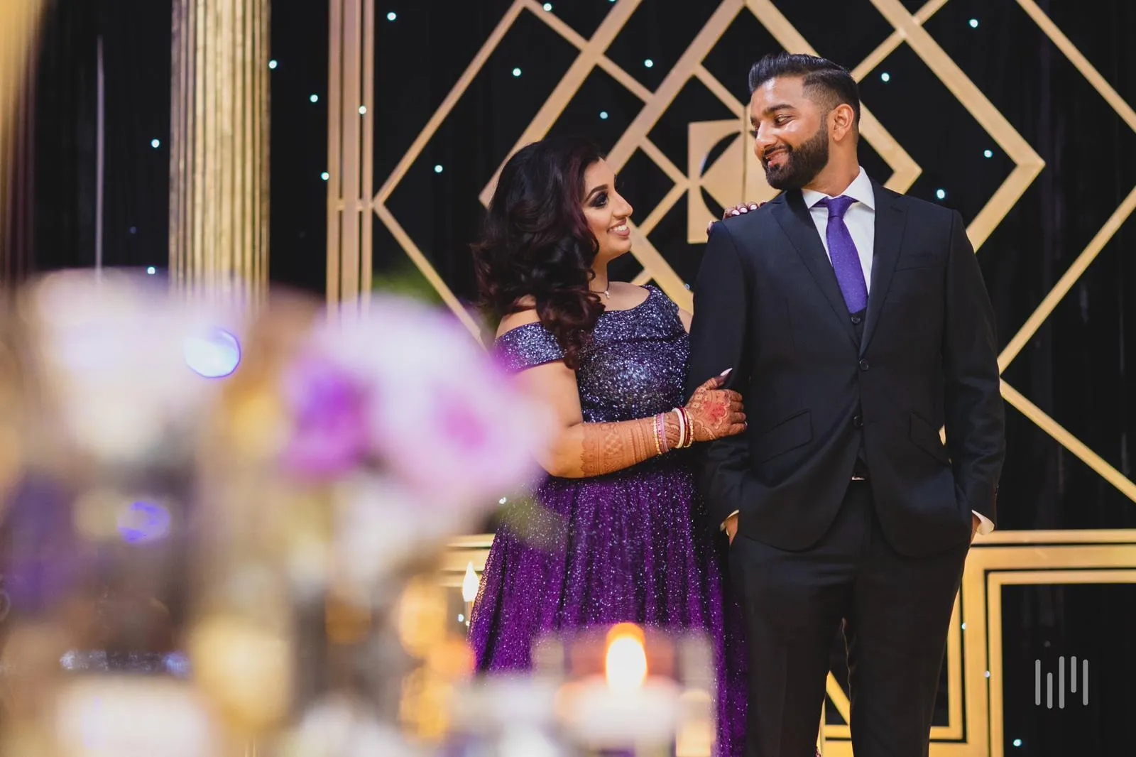 Bindi Patel in Lilac Ombre Embellished Gown