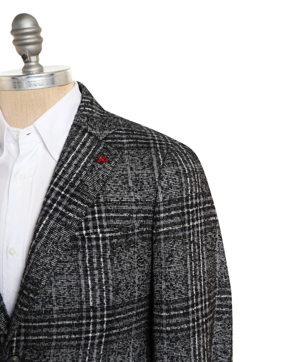 Black and Grey Cashmere Blend Plaid Boucle Capri Sportcoat