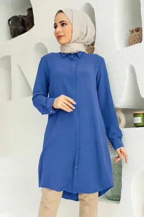 Blue Plain Turkish Top