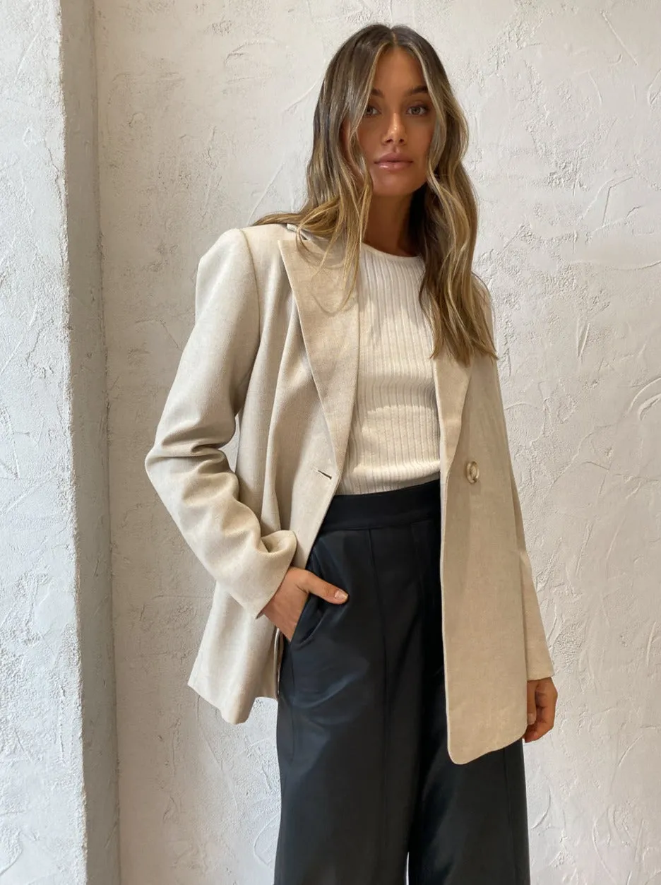 By Nicola Dionne Oversized Blazer in Beige Fishbone