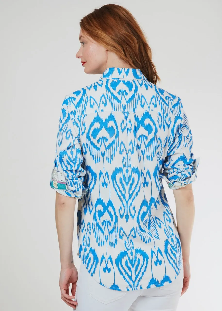 Cannes Popover Blue White Ikat