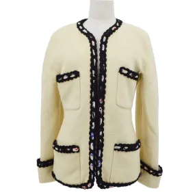 Chanel 1990 open-front boucle jacket