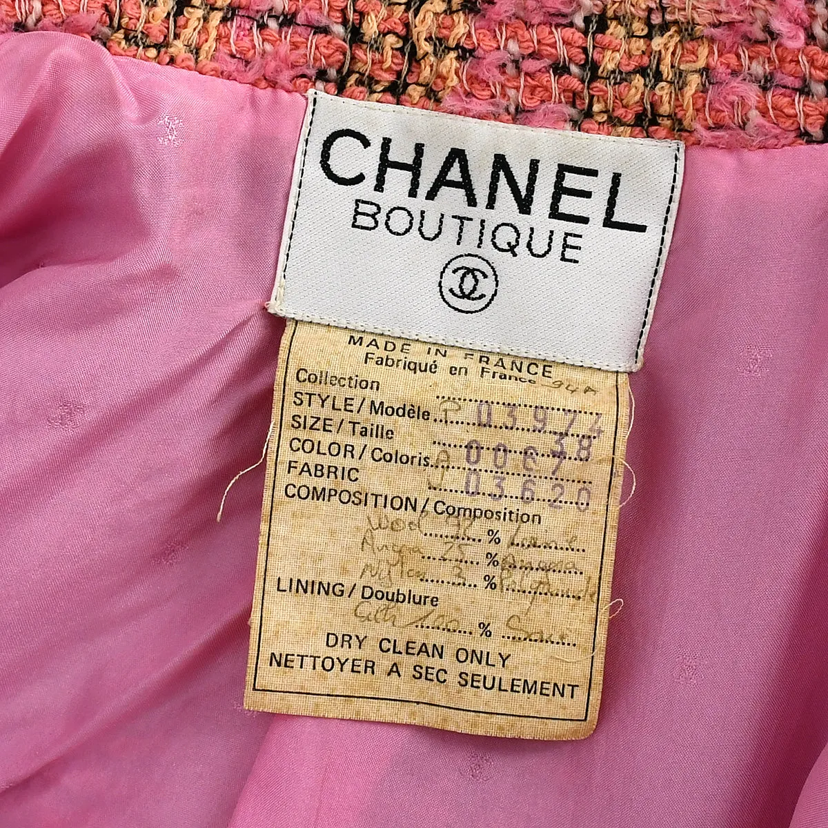 Chanel Fall 1994 single-breasted tweed boucle jacket #38