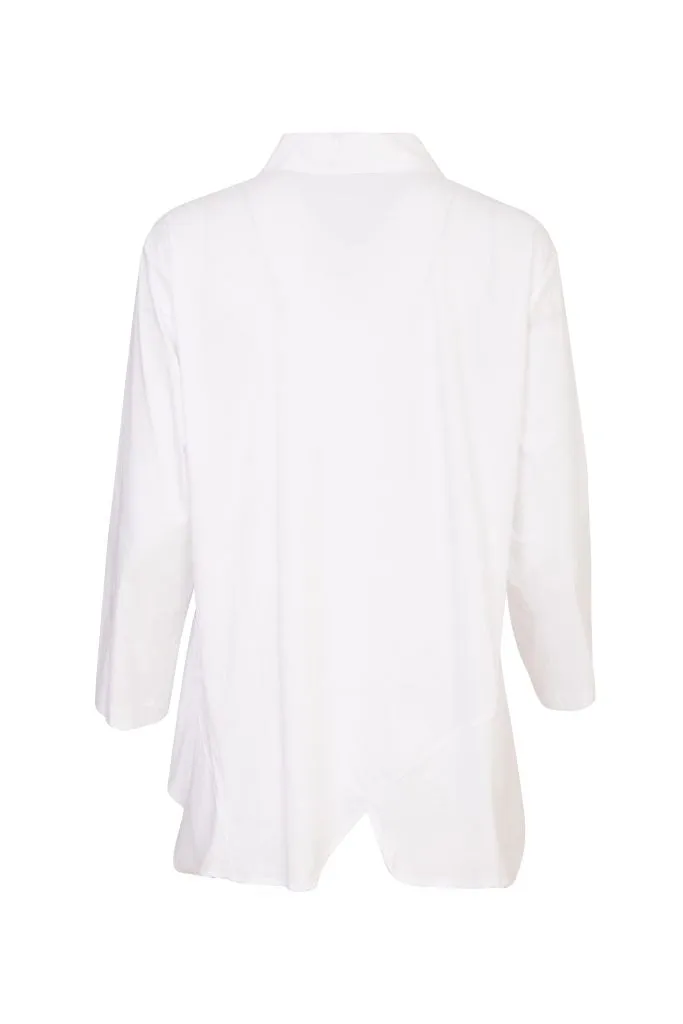 Cotton Shirt Uneven Hemline in White