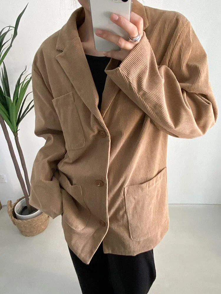 Dark Academia Corduroy Long Jacket