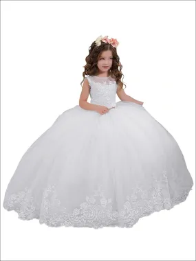 Girls White Pearl Embellished Communion Gown