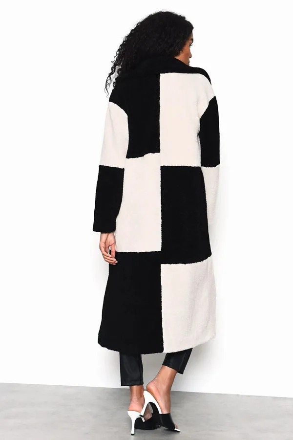 Glamorous Black Cream Patchwork Coat