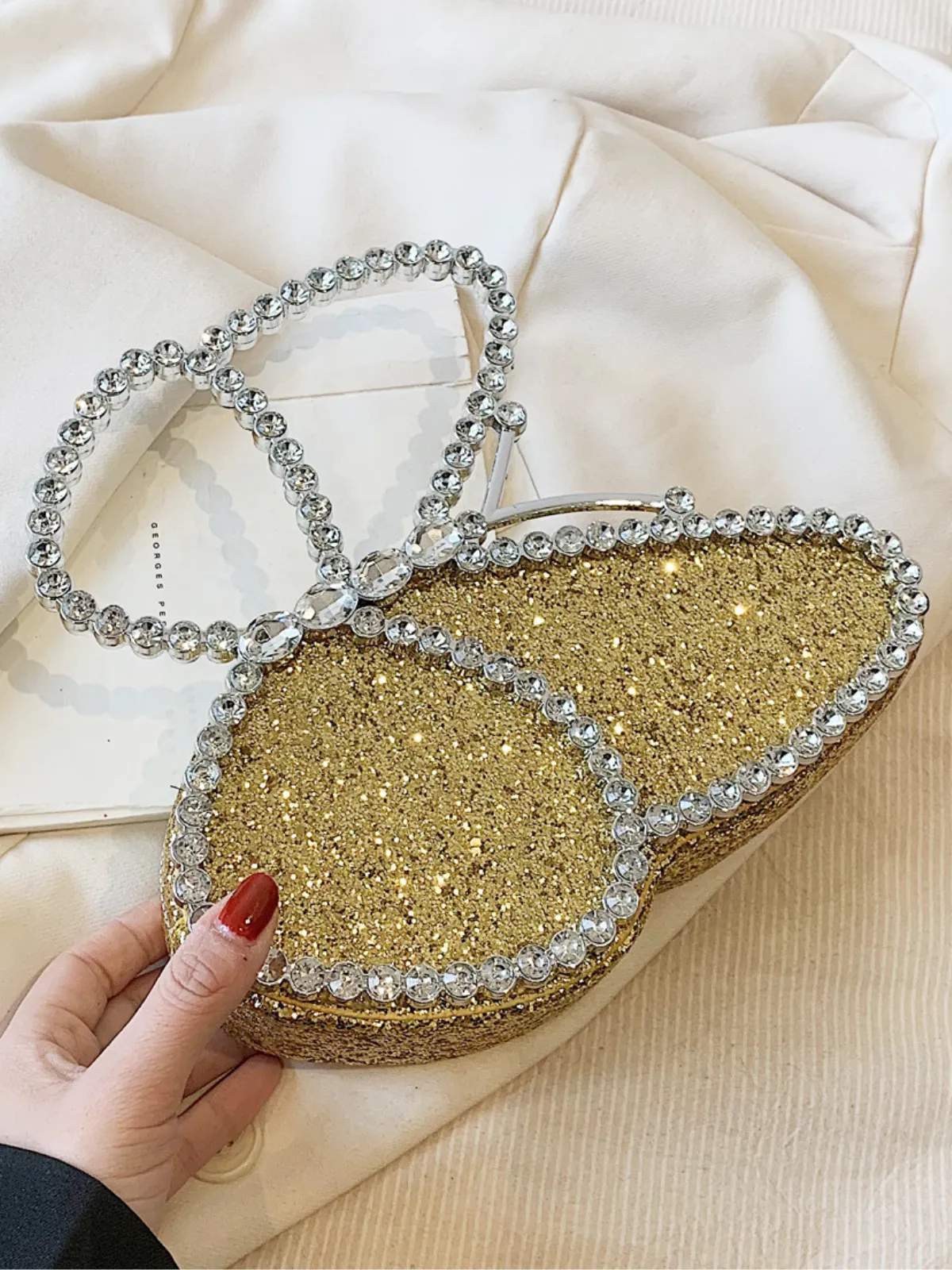 In Fluttering Fashion Crystal-Embellished Butterfly Clutch Bag