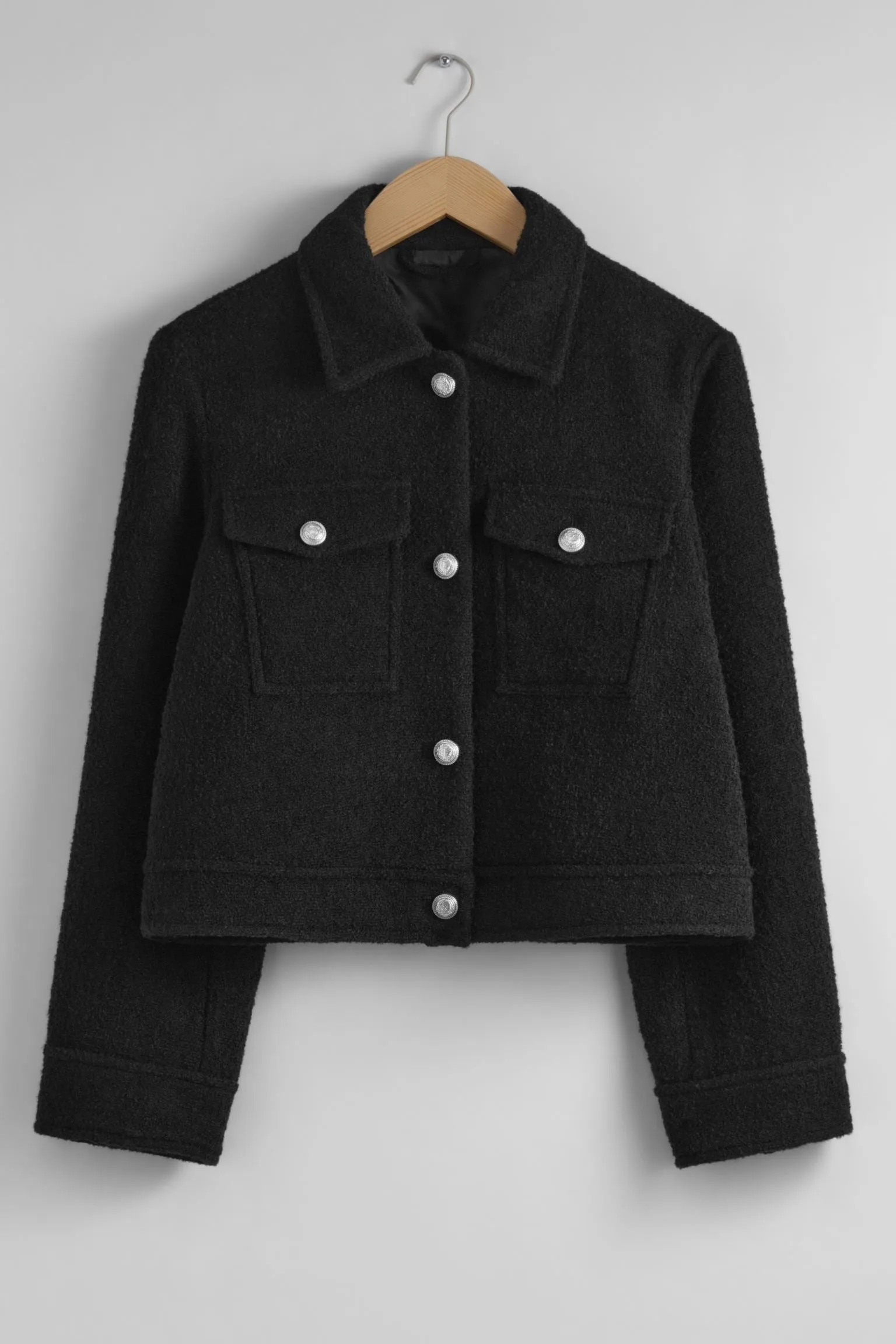 Jacket & Other Stories Boucle With Buttons, black