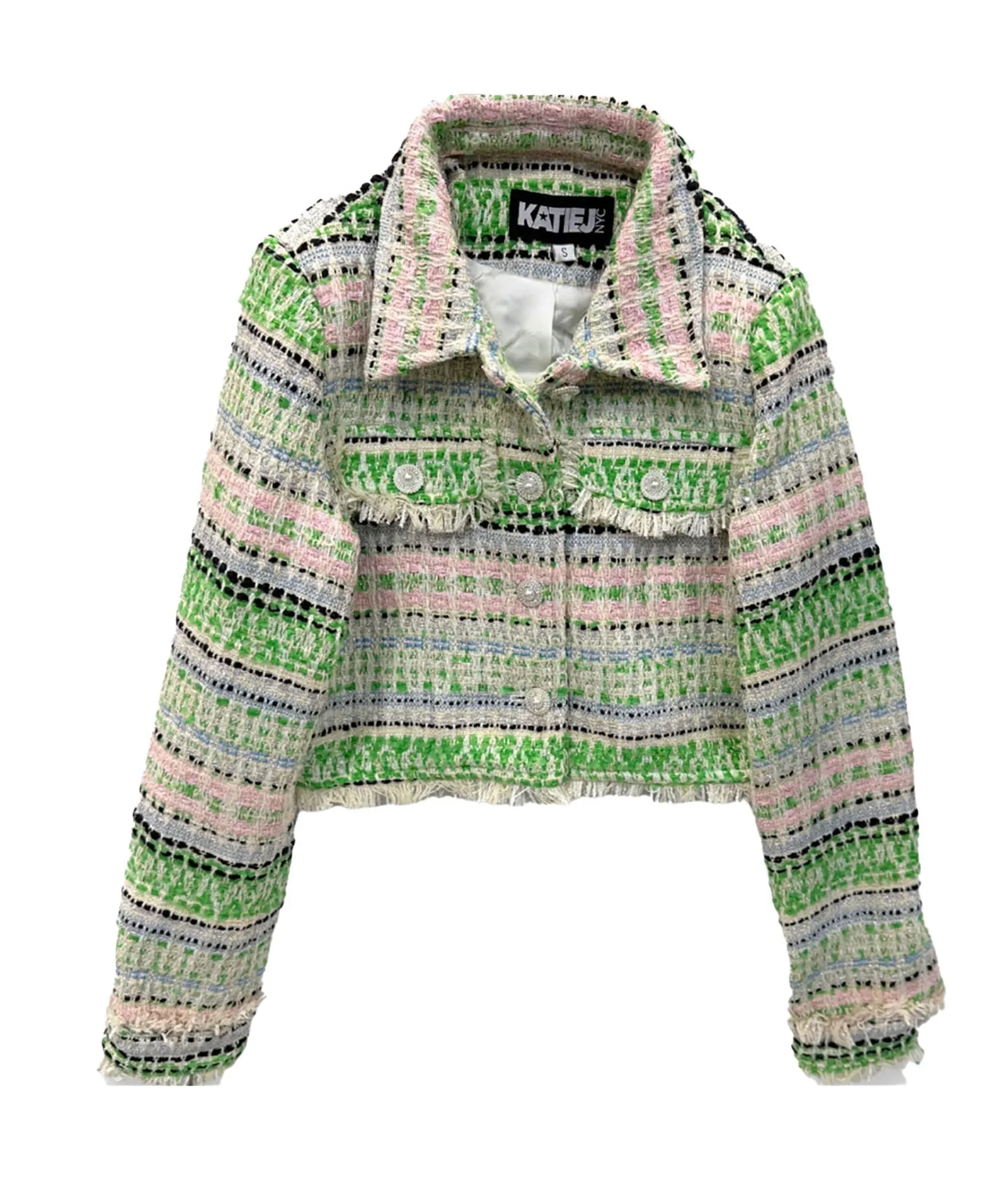 Katie J NYC Girls Green Boucle Charlize Jacket