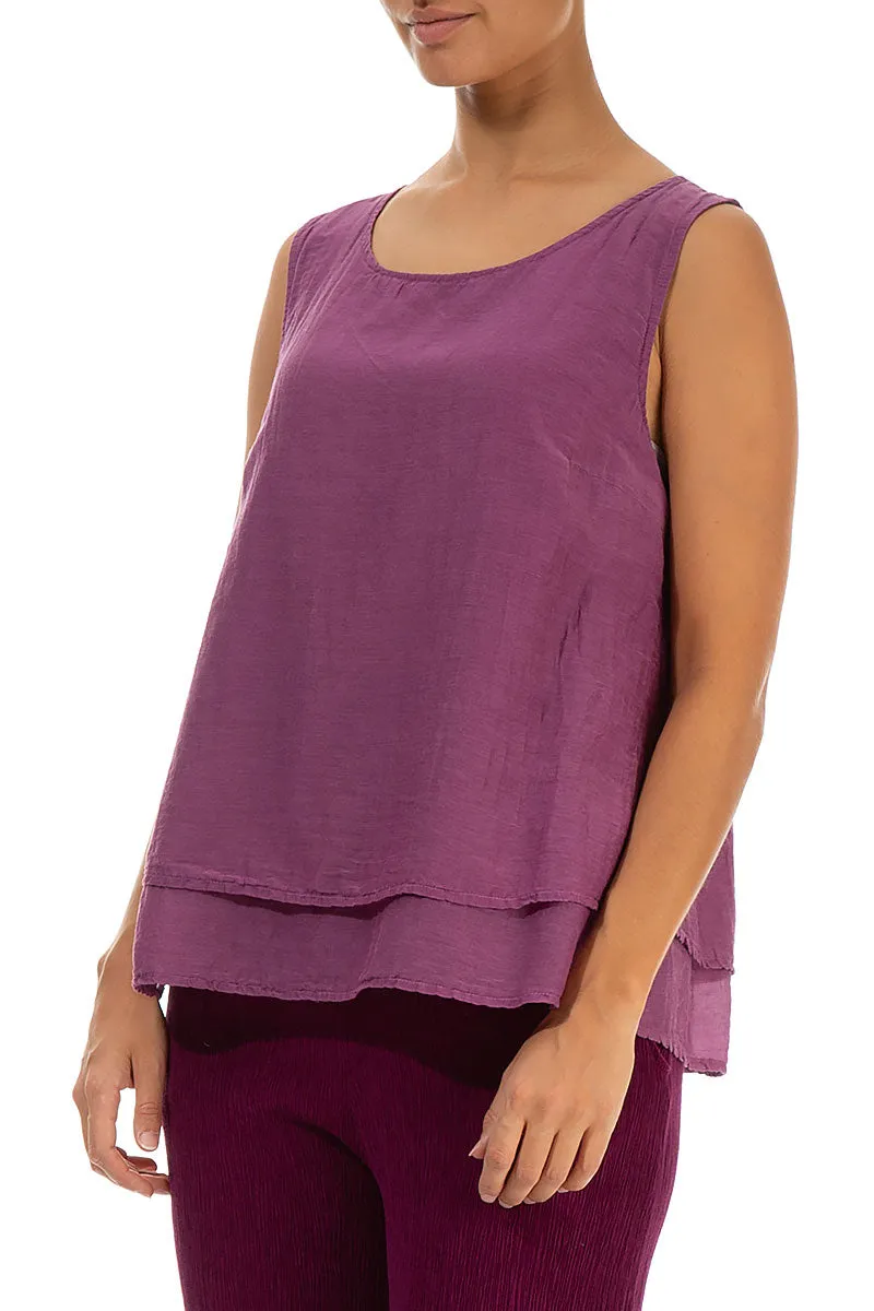 Layered Sleeveless Magenta Silk Cotton Top