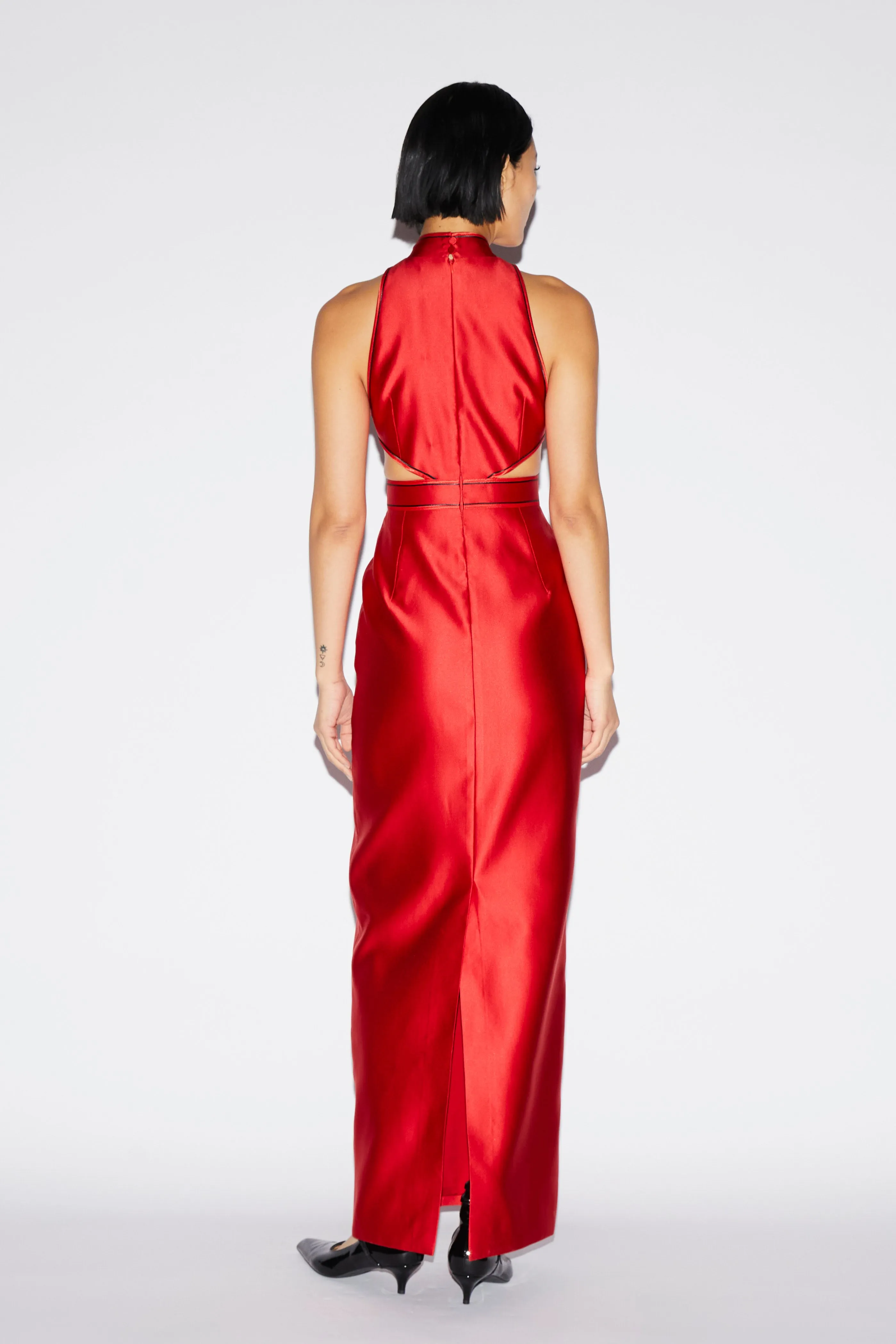 LEILA GOWN RED SATIN