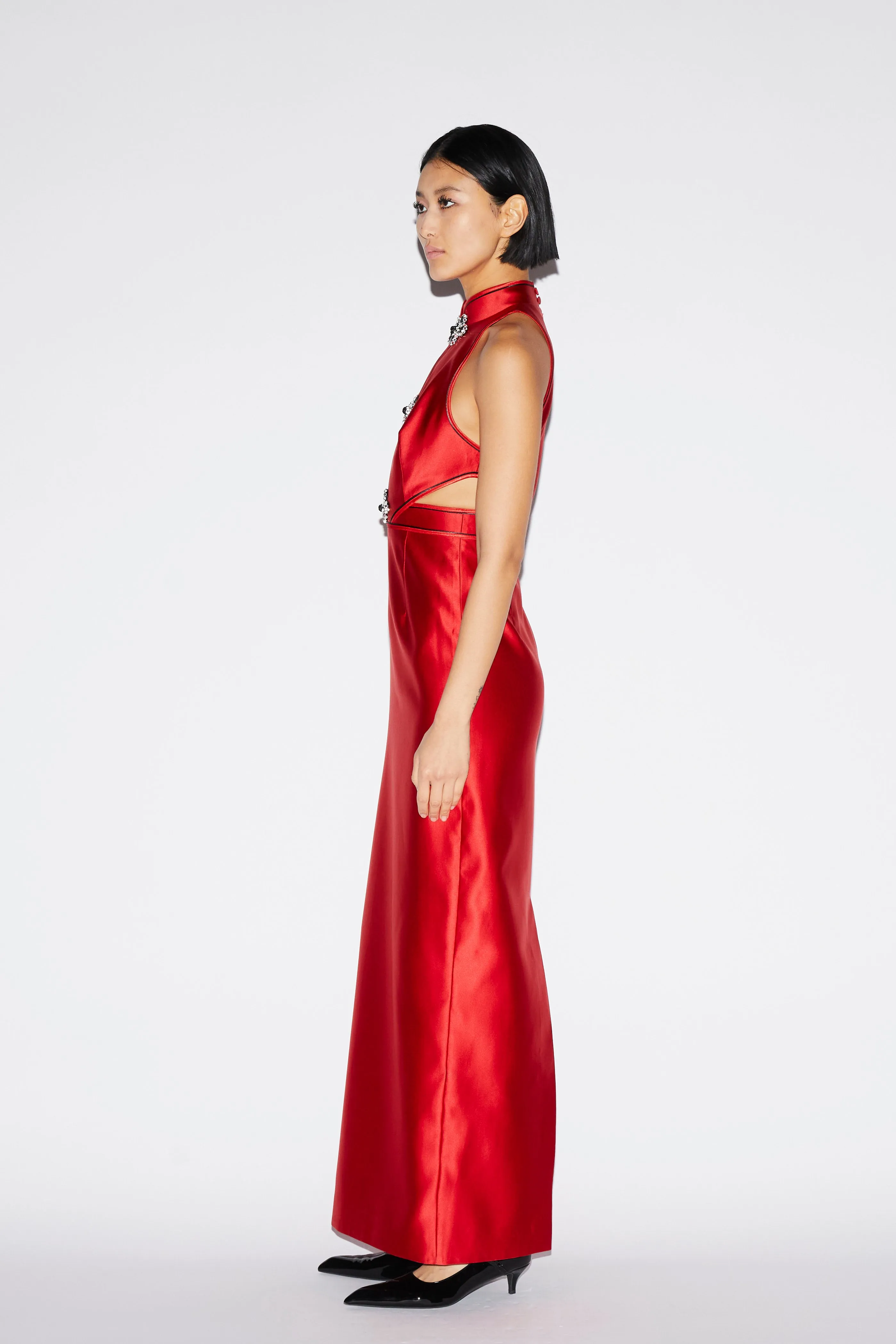 LEILA GOWN RED SATIN