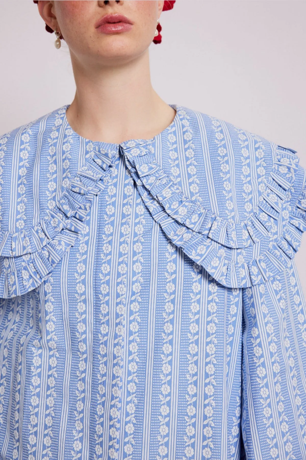 Lois Double Collar Blouse Blue