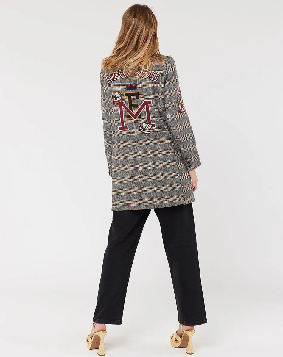 Loretta Longline Plaid College Jacket