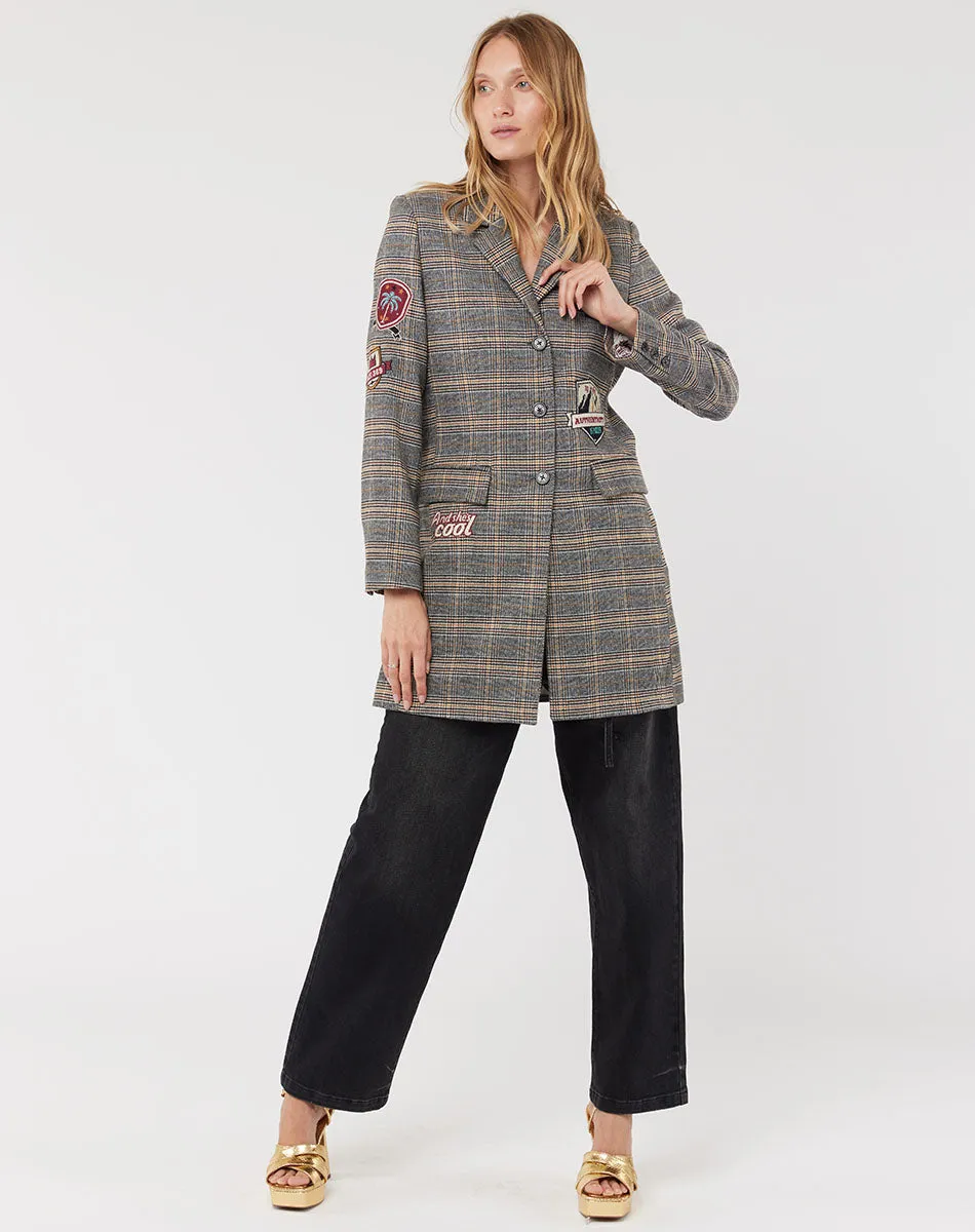 Loretta Longline Plaid College Jacket