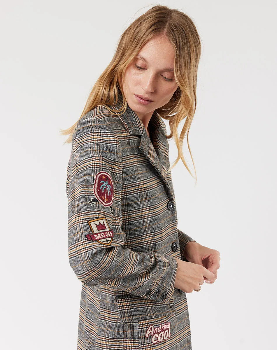 Loretta Longline Plaid College Jacket