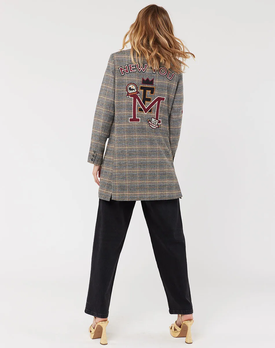 Loretta Longline Plaid College Jacket