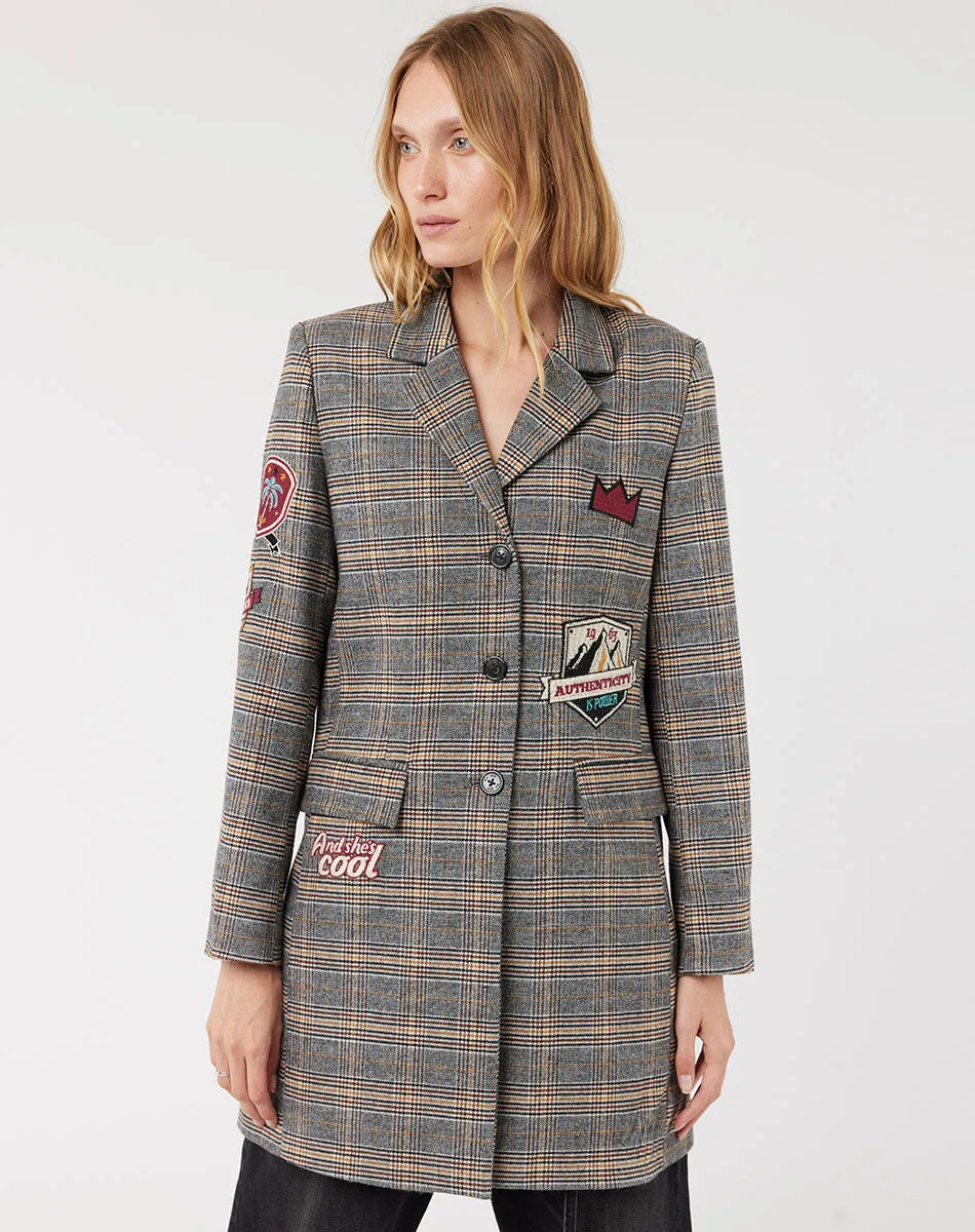 Loretta Longline Plaid College Jacket