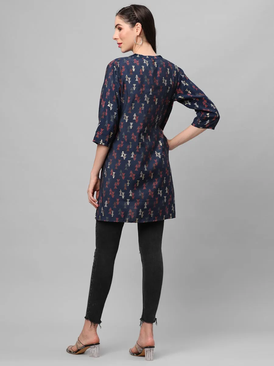 Navy Abstract Printed Tunic