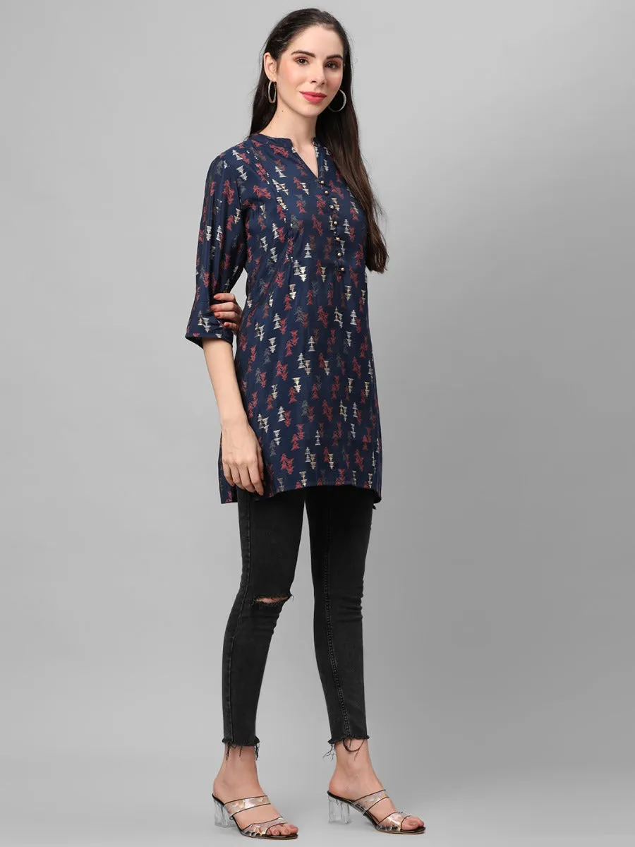 Navy Abstract Printed Tunic