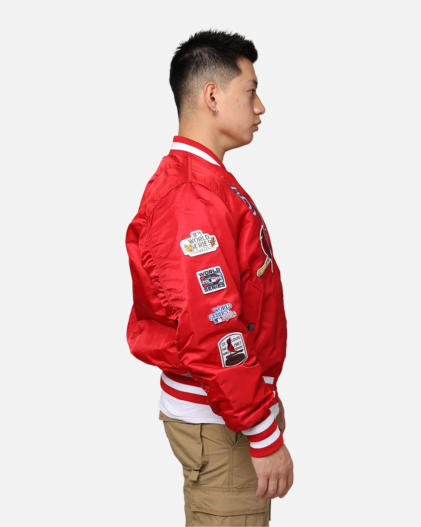 New Era X Alpha Series X MLB St Louis Cardinals MA-1 Bomber Jacket Red