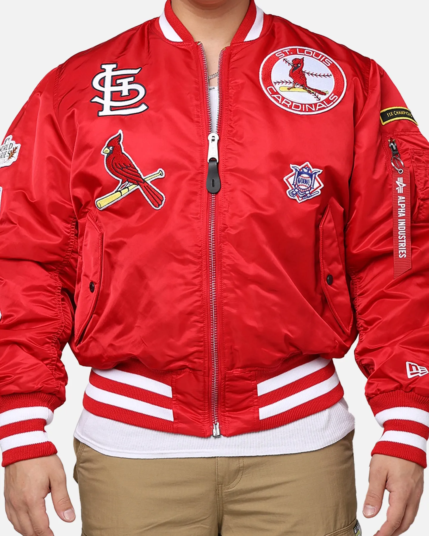 New Era X Alpha Series X MLB St Louis Cardinals MA-1 Bomber Jacket Red