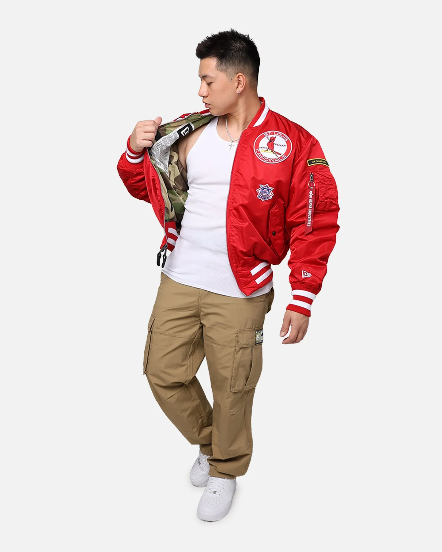 New Era X Alpha Series X MLB St Louis Cardinals MA-1 Bomber Jacket Red