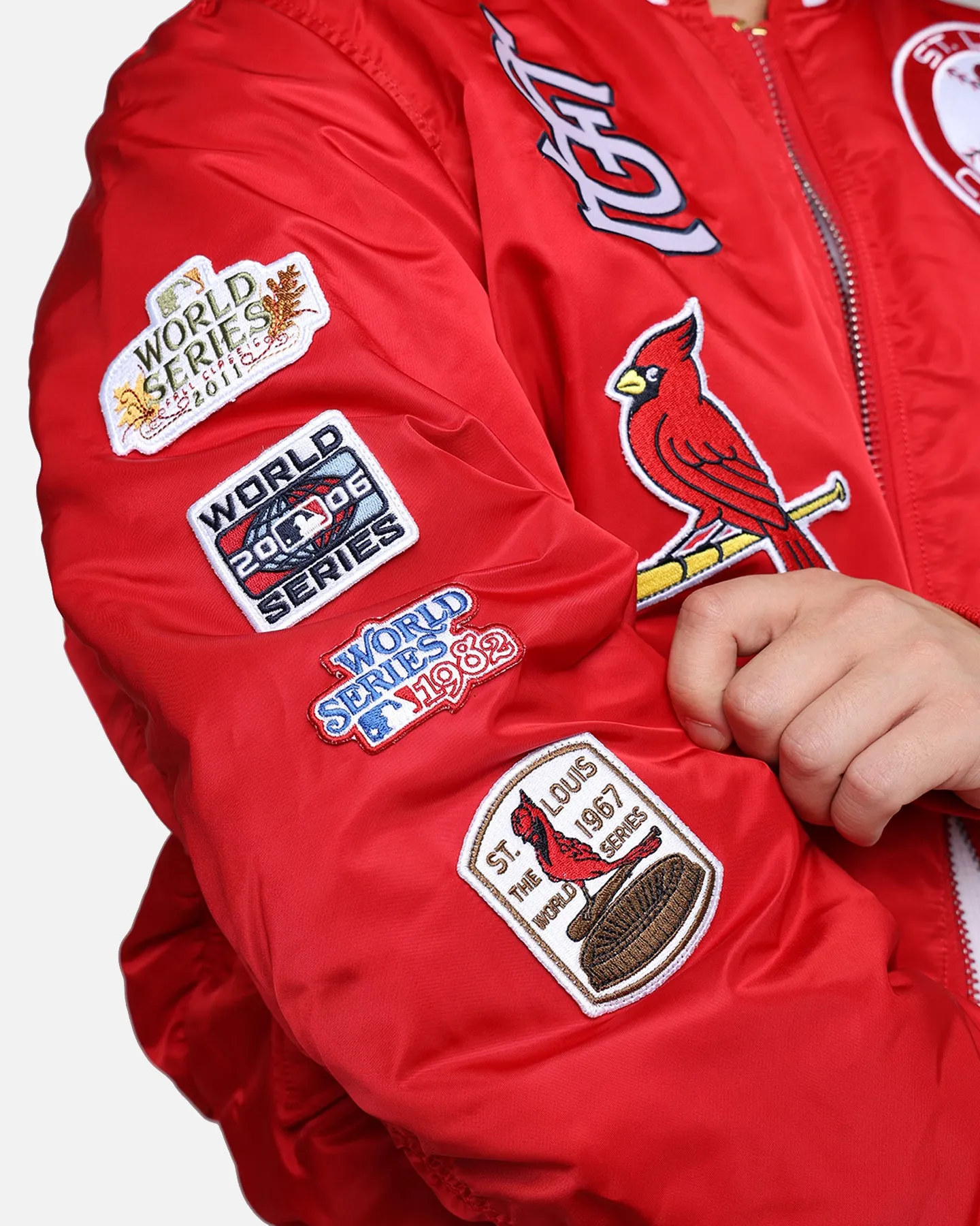 New Era X Alpha Series X MLB St Louis Cardinals MA-1 Bomber Jacket Red