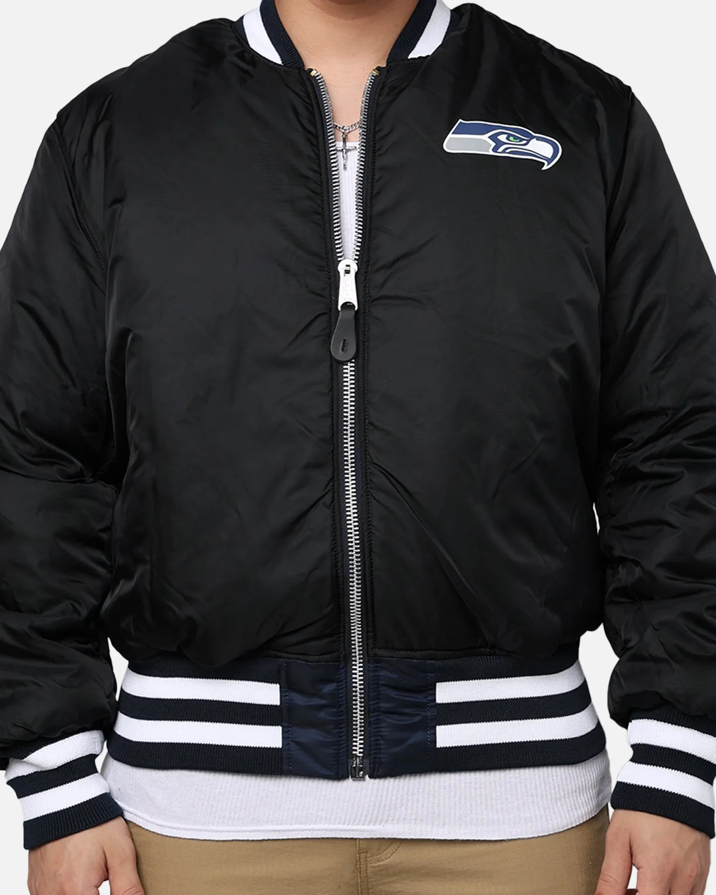 New Era X Alpha Series X NFL Seattle Seahawks MA-1 Bomber Jacket Navy/Black