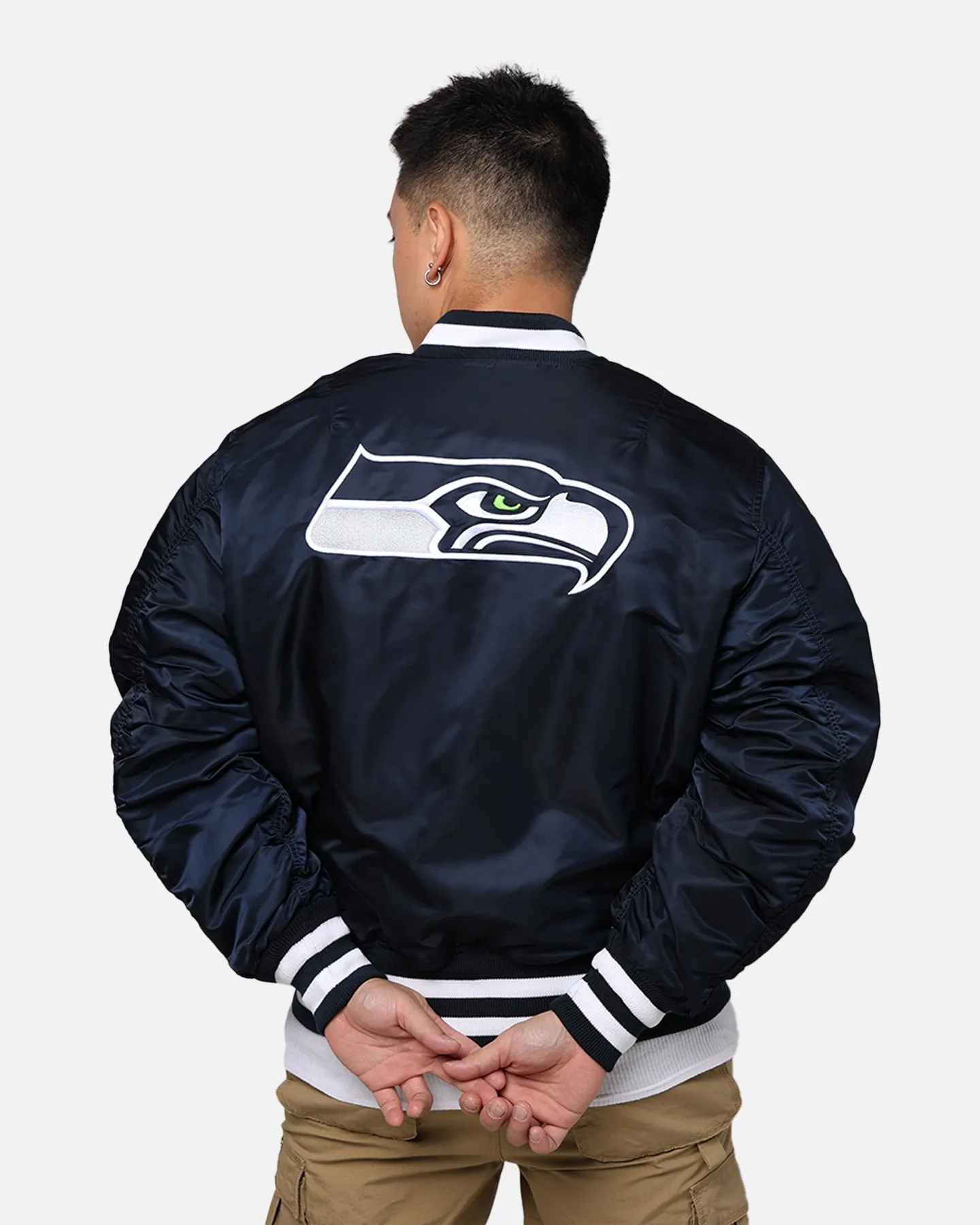 New Era X Alpha Series X NFL Seattle Seahawks MA-1 Bomber Jacket Navy/Black