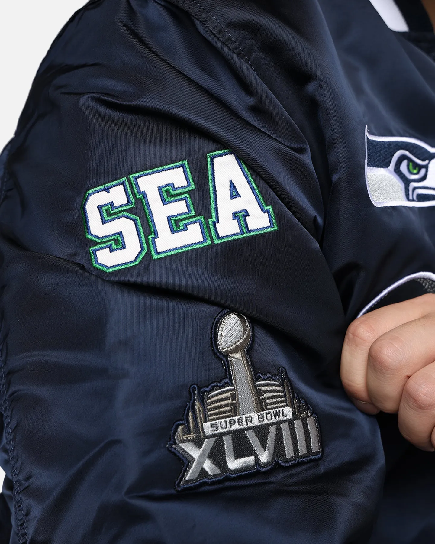 New Era X Alpha Series X NFL Seattle Seahawks MA-1 Bomber Jacket Navy/Black