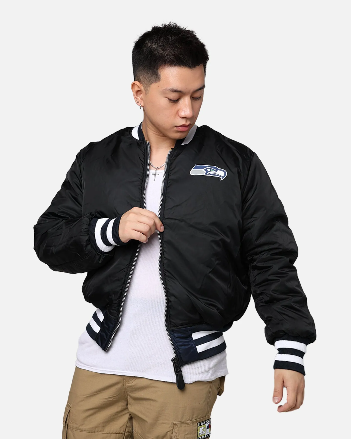 New Era X Alpha Series X NFL Seattle Seahawks MA-1 Bomber Jacket Navy/Black