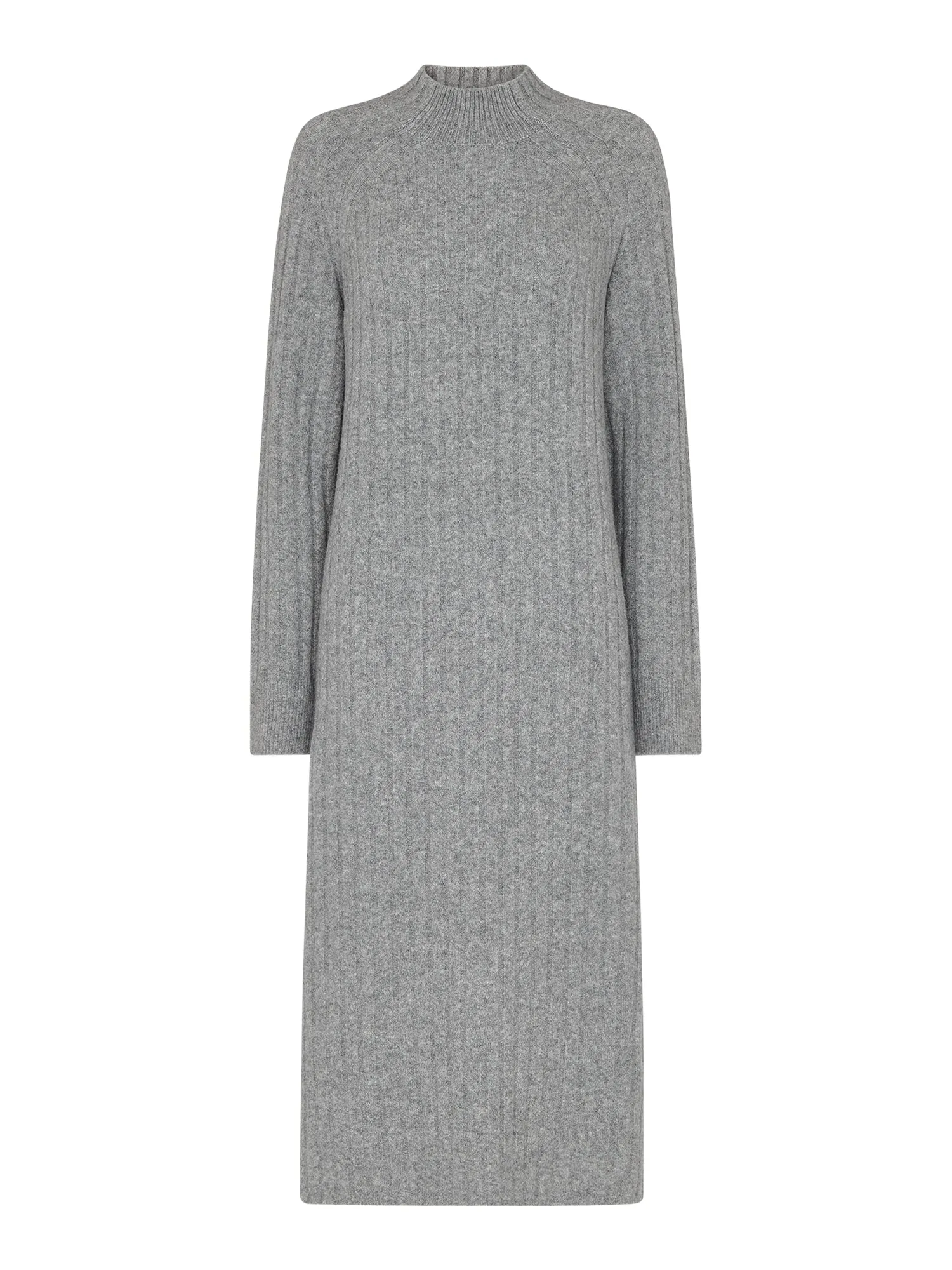 Ribbed Knitted Midi Dress Grey