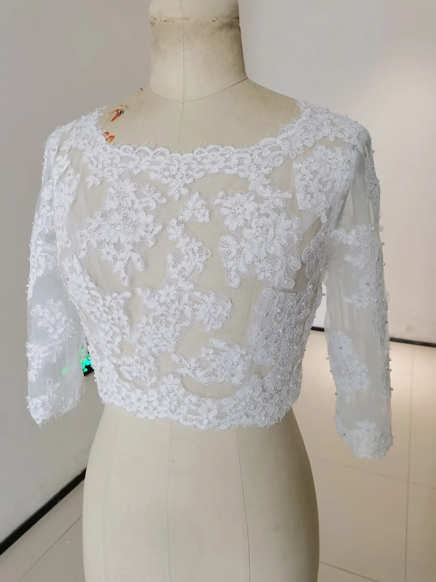 Sequined Pearl Lace Wedding Jacket