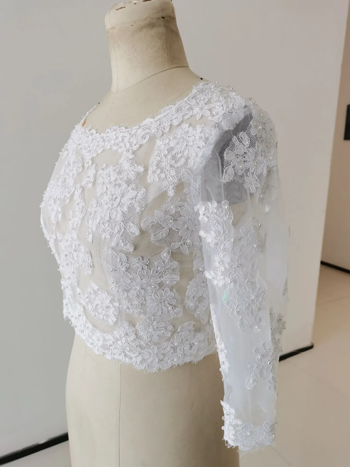 Sequined Pearl Lace Wedding Jacket