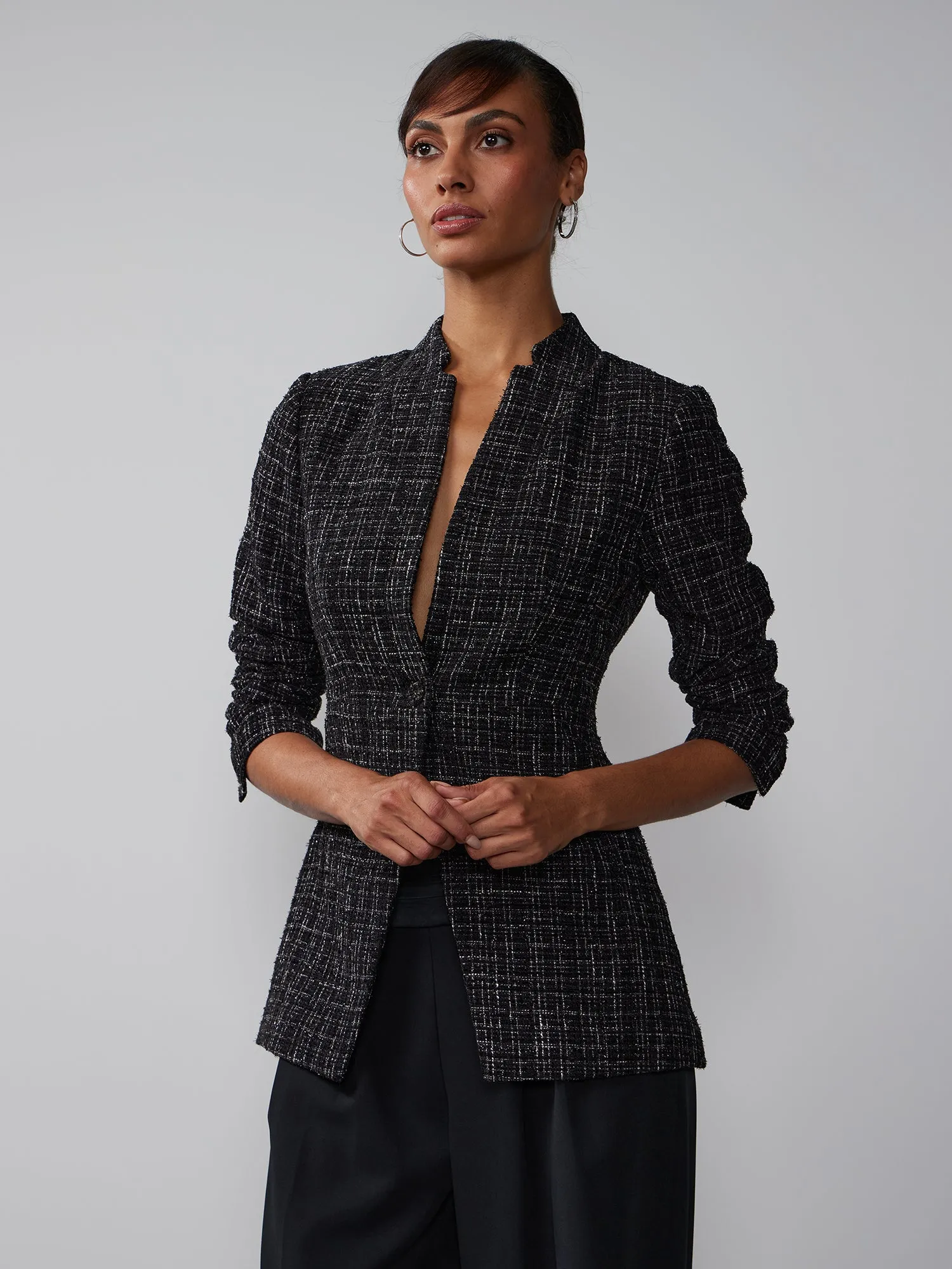 Single Breasted Boucle Tweed Jacket