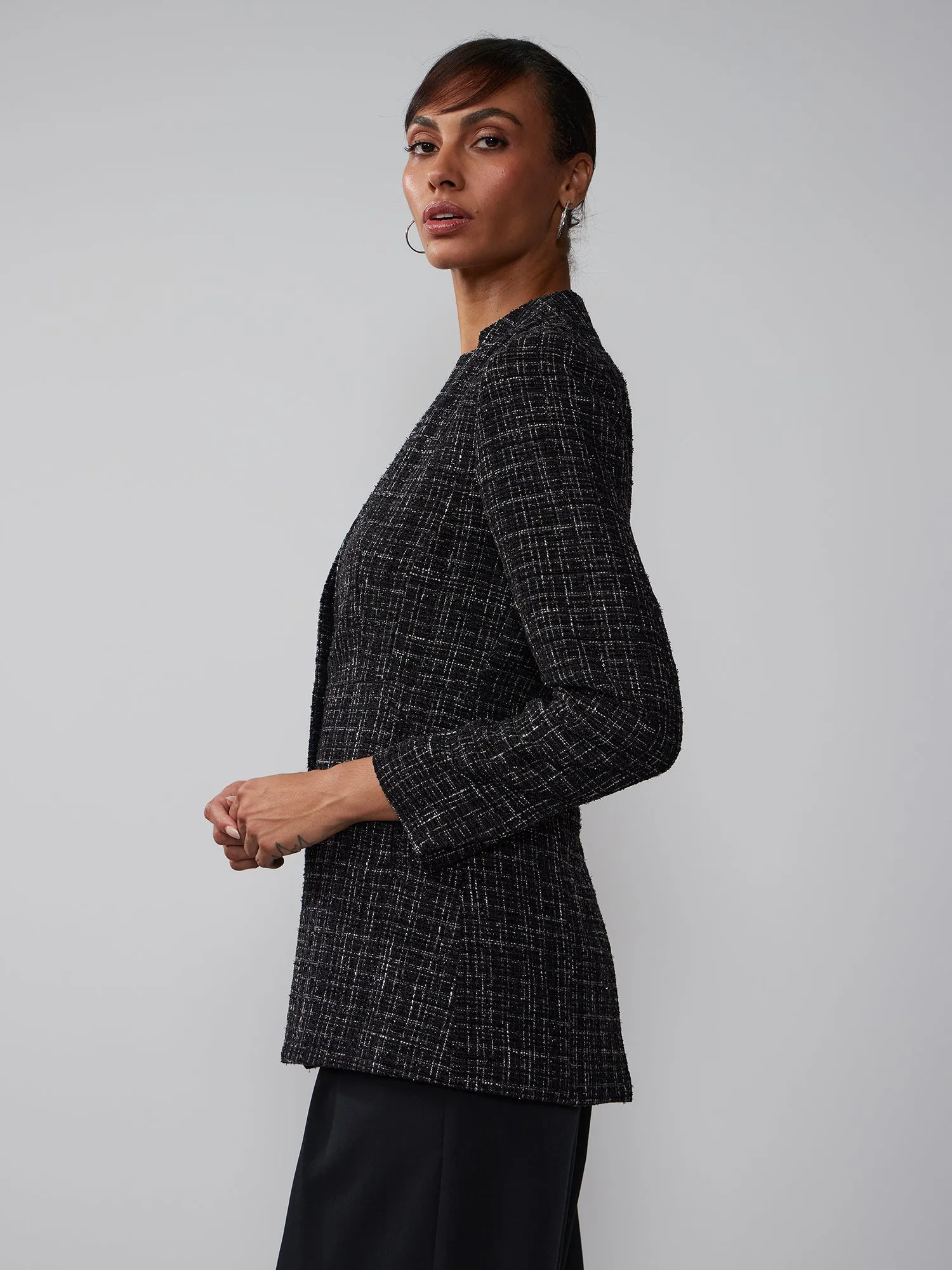 Single Breasted Boucle Tweed Jacket