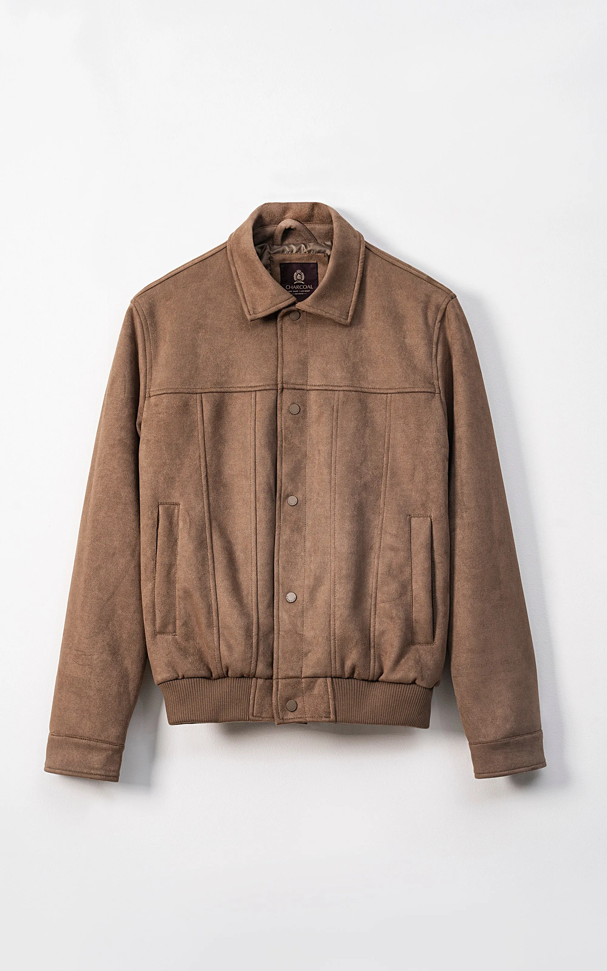 SUEDE UTILITY JACKET FULL SLEEVE LIGHT BROWN