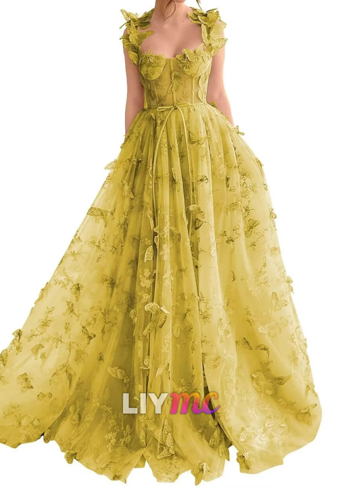 Sweetheart Sleeveless Floral Embellished A-Line Prom Dress