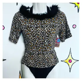 Vintage 1990's 90s | 90s Leopard Print Crop Top | M