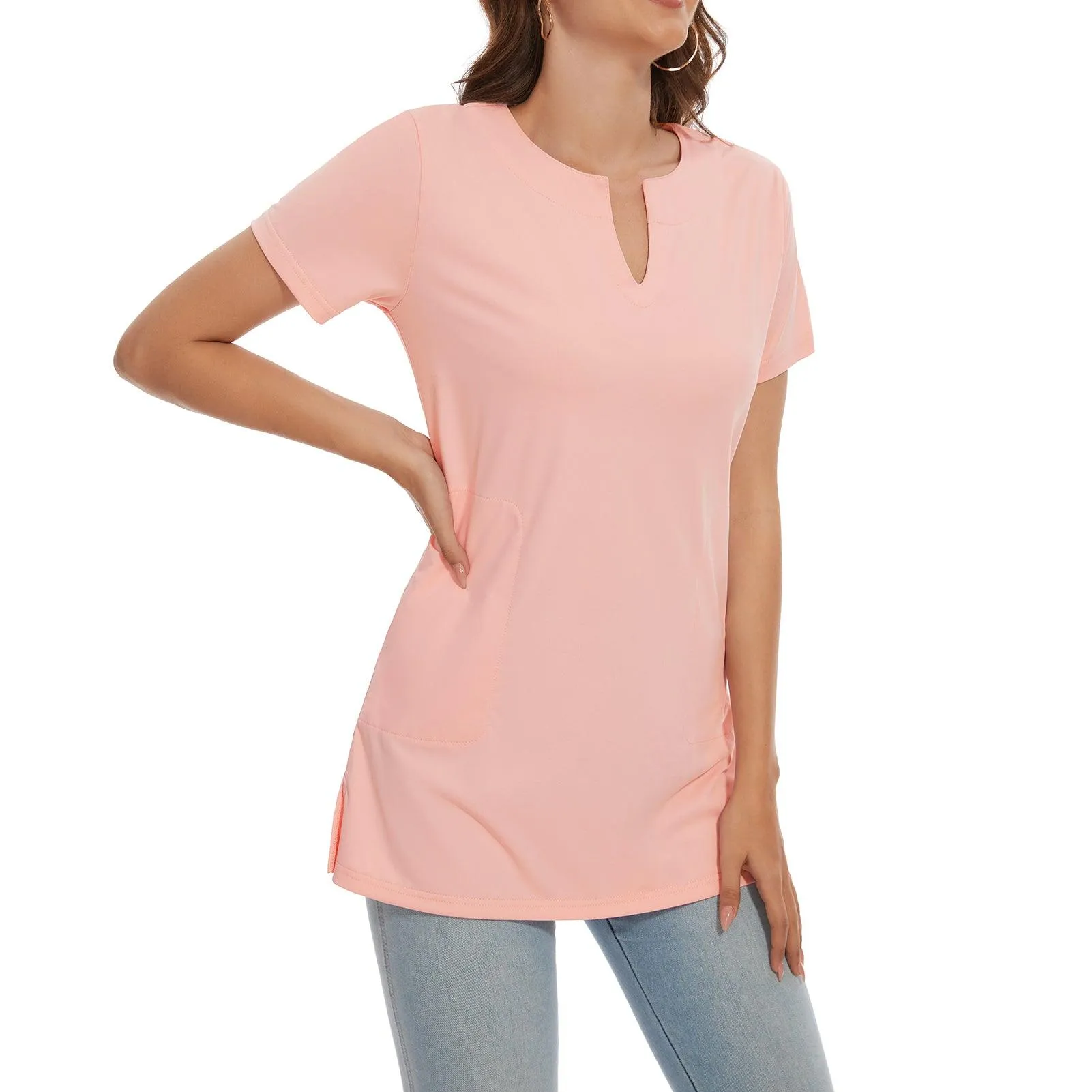 Women's UPF 50  Short Sleeve Notch Neck Tunic Tops LB14W