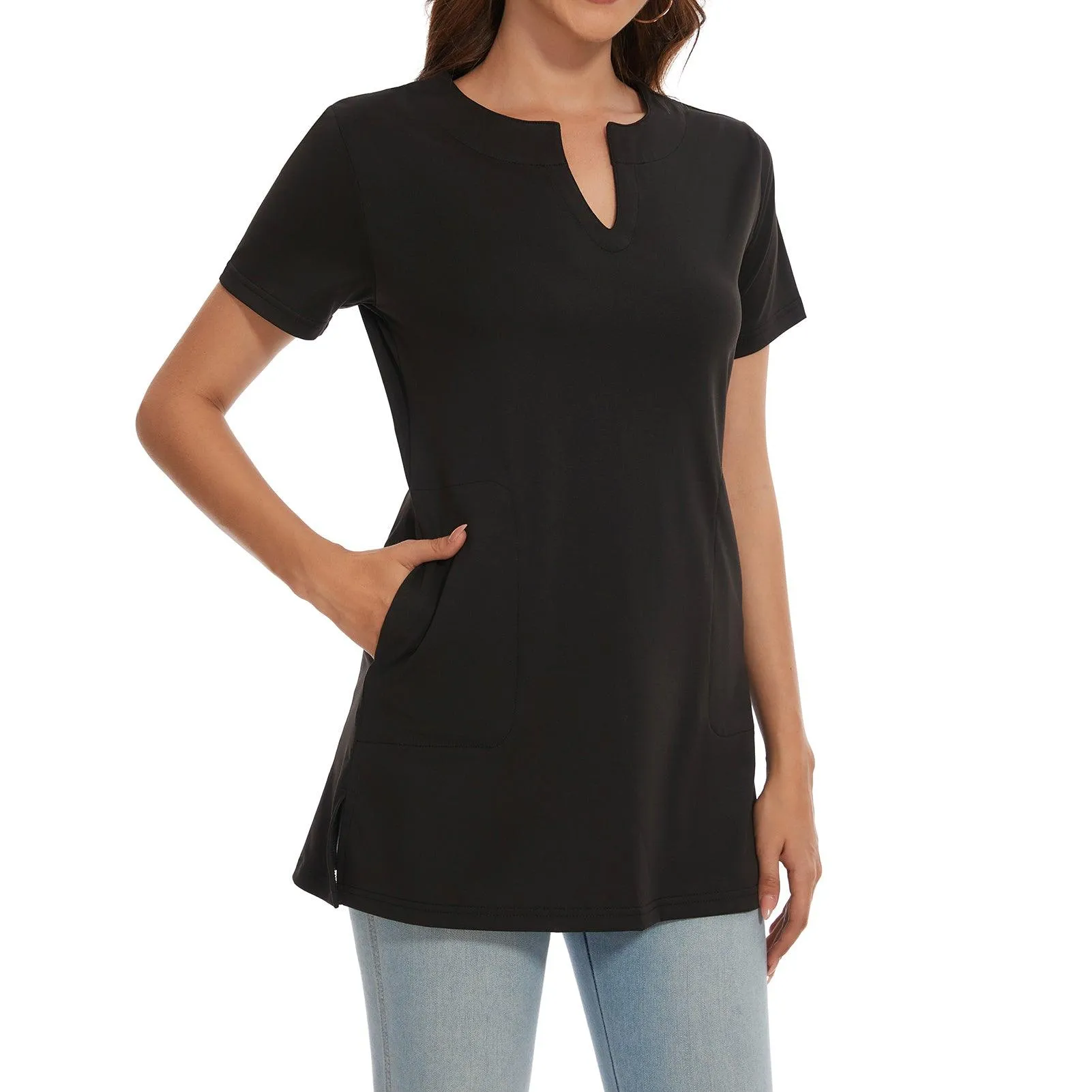 Women's UPF 50  Short Sleeve Notch Neck Tunic Tops LB14W